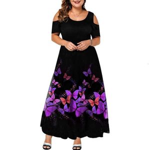 Abiti casual abito designer abito corto a maniche fuori spalla abito stampato viola oversize per donne abiti taglie forti