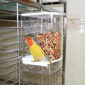 Andere Vogelversorgungen halb eingezogener Feederkapazität transparent für Käfig automatische Lebensmittelbehälter Papageien Kakadu-Kanarienhänge