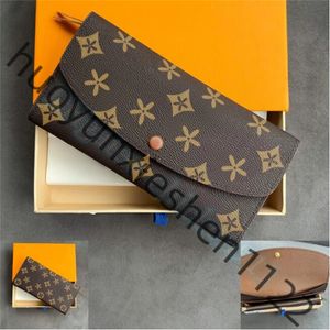 عالي الجودة 2023 محافظ عملة المرأة M60697 Emilie Long Wallet Mans Presh Carders 4 فتحات بطاقة الائتمان مصمم فاخر زر حافظ على بطاقة BACHER CARDHOLEDER