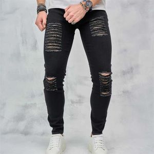 Herren Jeans Neue Männer stilvolle zerrissene Röhrenjeans High Strt Hip Hop Style Männliche Löcher Schlanker fester Bleistift Jeanshose Hose Y240507