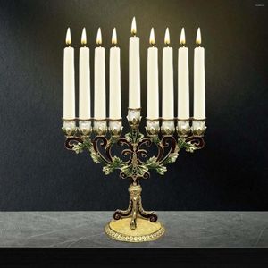 Posiadacze świec Manukkah Menorah stoi okrągła baza Candelabrum Desktop Candlestick 9 Oddziały Posiadacz Candelabra do salonu