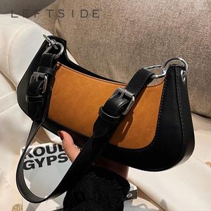 Kvällspåsar Lettside Liten Axel Side Bag For Women 2024 Trend Designer Winter Simple Sadel Color Contrast Crossbody Handväskor