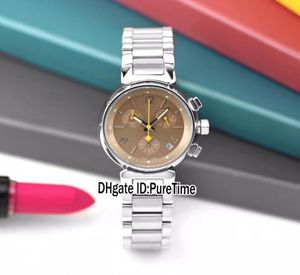 New Q11215 Steel Case 34mm Gray Dial Japan Quartz Chronograph Womens Watch Stainless Steel Bracelet Sports Fashion Watches Puretim9740905