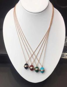 925 Sterling Silver Jewelry For Women Colorful Ball Pendants Rose Gold Necklace Luxcy Beads Necklace Party Jewelr4000662