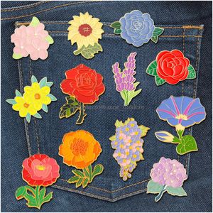 Pins Brooches Creative Emamel Bk Set Stute Cartoon Plants Set Set для мужчин/женщин крутой лацка