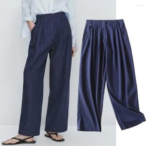 Pantaloni femminili appassiti in stile inghilterra alte mansit pantaloni sciolti alla moda solido sede di biancheria da pendolarismo da donna da donna da donna