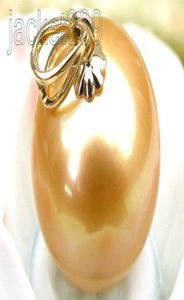 Feine Perlen Schmuck echte 12 mm runde goldene gelbe Südsee -Perle Anhänger 14K Solid6244806