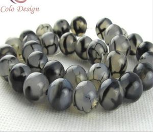 8mm svart vit drake agat naturlig ädelsten lösa pärlor diy smycken halsband armband8766558