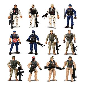 12pcs Warrior Elite Force 1 18 Militär Schneesoldaten Marine Action Figur Spielzeug beweglicher Armee Mann mit Waffe für Kinder Jungen Geschenke 240430