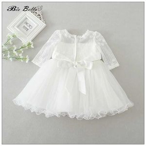 Christening dresses Baby Girl Dress Big Bow Princess Pageant Lace First Baptist Birthday 3-24M Preschool Clothing Long sleeved Newborn Tank Top Q240507