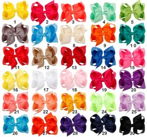 30pcslot 4 Inch Solid Hair Bow With Clip Girls Grosgrain Ribbon Hairbows Boutique Handmade Hairpin For Kids Hair Accessories4362811