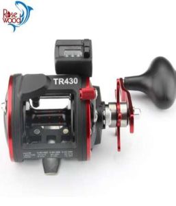 Rosewood Fishing Trolling Reel TR430 med räknare Drumfiske Rullfartyg Trolling Boat Baitcast höger handhjul9046736