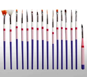 Tırnak Fırçaları 16 PCS Sanat Fırçası Astar Dotting Fan Tasarımı Akrilik İnşaatçı Düz ​​Kristal Boyama Çizim Oyma Kalem UV Jel Manikür TO8131962