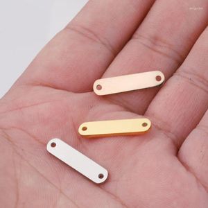 Charms 5pcs 5x22 mm Rechteckspiegel poliert 304 Edelstahlanschluss für DIY -Armbänder