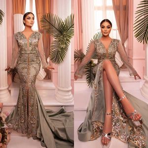 Mermaid Prom Dresses v-tech long long sweep train train pattern flower pattern present split split celebrity celebrity plus size made made l24602