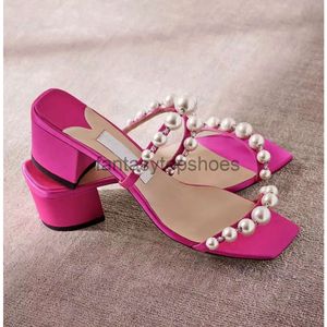 JC Jimmynessity Choo Pearl Shoes Perfect Amara Women Nappa Leather Soys Block Block Bules Lady Lady Casal Walking on Slippers with Box EU354