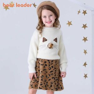 Mädchenkleider Bär Leader Girl Kleid Brandneue Prinzessin Kleid Cartoon Pullover+A-Line-Kleider Mädchen Kleid süße Kinderkleidung 2 Pitesl2405