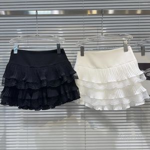 Юбки 2024 Лето -классический стиль Элегантная кружевная юбка из сладкого торта для женщин короткая мини -мини -миниму