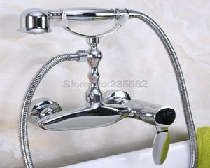 Chromwand montiert Klawle Badewanne Wasserhahn Telefonstil Handheld Showe LNA1795175736