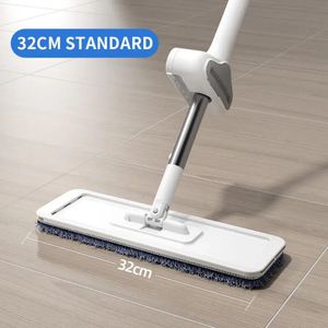 Squeeze Flat Mop Hand Free Washing Microfiber For Home Kitchen House Wash Floor Cleaning With Wringing Rag Pads 240508