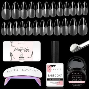 Nail Gel Makartt Tips och Glue Kit Solid 15 ml med 500st x mandel Förbuffade mjuka naglar Full Cover Q240507