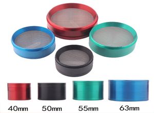 40mm 50mm 55mm 63mm 4スタイルタバコグラインダーハーブグラインダー歯フィルターネットドライハーブ気化器ペン7色DHL 3788915