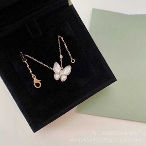 Fashion Van Butterfly Necklace White Fritillaria Pendant Female Collar Chain 925 Silver Plated 18k Rose Gold med logotyp