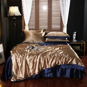 Summer Think Light Luxury Ice Silk Bed Fourpece Quilt Sheet Brophase Bedding Set Sheets Gometter 240508