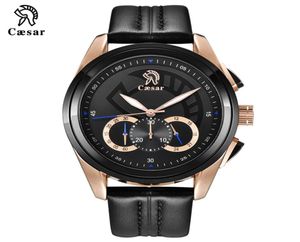 Moda Luxo Caesar Leather Strap Quartz Cronógrafo à prova d'água Rose Gold Male Sports Mens Watches Brand Wristwatch Watch Men5106857