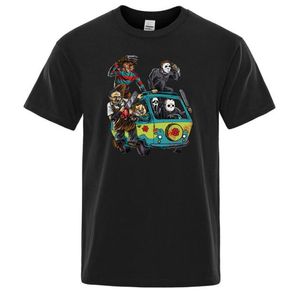 Maniac Park Korku Film Tema Parkı Jason Palyaç Saw Tops Mens Cadılar Bayramı Komik Tee Gömlek Yaz Kısa Kollu Erkekler Tshirt2629200