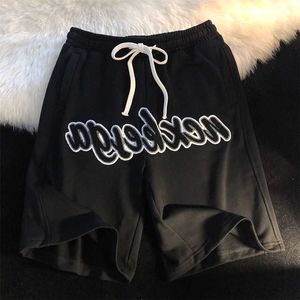 Men's Shorts American Street Hip Hop Functional Style Letter Embroidered Sports Shorts Trendy Brand Summer Loose Wide Leg Casual Middle Pants H240508