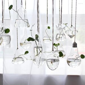 Vasos criativos pendurados vidro de vidro de vidro transparente garrafa de flor hidropônica Sala casa de vida em casa decoração de varanda