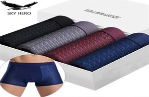 4pcs 남성 속옷 권투 선수 남자 복서 쇼트 팬티 남자 박스 우어 homme 언더 팬츠 calzoncillos 대나무 섬유 메시 느슨한 디자이너 2020 Y4215732