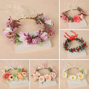 Headpieces Wedding Garland Wreath Flower Hairband Hårtillbehör Floral pannband Bridal Seaside Bohemian Party Dress Smycken