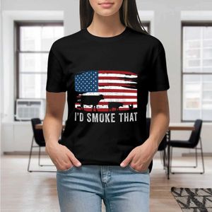 Kvinnors t-shirt rök t id rök som BBQ grill patriot t shirt kvinnor kawaii grafiska skjortor t-shirt avslappnad kort slved kvinnlig t-shirts y240506