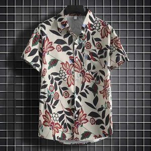 Men's Casual Shirts Casual Beach Shirts for Men - Top Quality Turtle Neck Red Print Shirts in 2 Colors Y240506