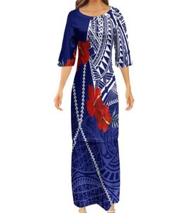 Lässige Kleider hochwertiger Drop Women Club Bodycon Samoan Puletasi Polynesian Traditionelle Stammesdesign -Kleid 2 -Stück SetCasual3063701