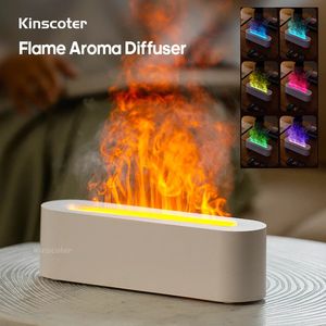KINSCOTER Essential Oil Aroma Diffuser Flame Air Humidifier Ultrasonic Cool Mist Difusor with RGB Realistic Fire Night Light 240508