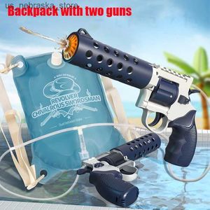 Play de água divertida mochila pistola de água elétrica de tiro totalmente automática de brinquedo adequado para homens de verão para homens praia ao ar livre de alta capacidade de alta capacidade q240408