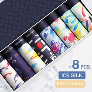 MUITAS PONTAS 8PCS NOVO EM MENS REDIMENTO RESIDENTE ICE ICE SILK PANTES DE REFRIGENÇÃO BUSTOS BAMBOO CORTES DE MESH MESH BURMANHA FREMBRA Y240507