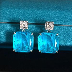 Серьги Серьги Свежие и полупрозрачные синие наборы для женщин -драгоценных камней для женщин 925 Silver Classic в 15 ушных квадратных ювелирных изделиях