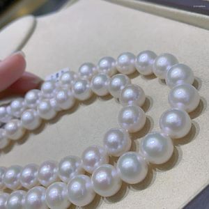 Chains 925 Sterling Silver Natural Fresh Water Cultured Round 10-11mm White Pearls Strings Necklaces