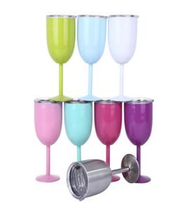2018 Wine Glasses 9 colors 10oz 304 Stainless Steel Goblet Vacuum Double layer thermo cup Drinkware Wine Glasses Red Wine Mugs8511859