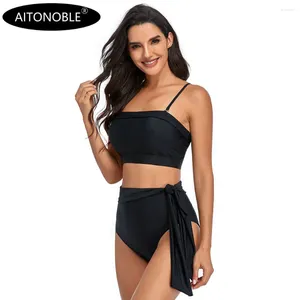 Swimwear femminile 2024 Aitonoble Bikini Set 2 pezzi Top Bandeau e Weightwear Bottom Weef abbigliamento in alto