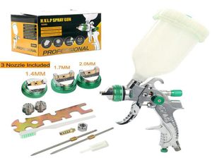 HVLP Paint Spray Gun Set 14mm 17mm 20mm Steel Munstycke CARS Målning Möbler DIY Målning Kit Spray Gun Car Auto Repair Tool1920018