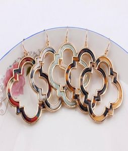 Vintage Gold Trendy Morocco Frame Acetate Leopard Earrings for Women Acrylic Resin Quatrefoil Magnolia Leather Frame Drop Statemen8791373