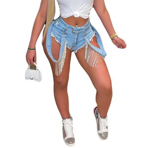 Summer Women Jeans Denim Pants Shorts Sexy Lace Up Ripped Hole Tassel Cut Off Booty Jeans Mini Hot Pant