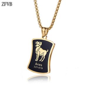 ZFVB Aries Taurus Gemini Cancer Leo Virgo Libra Scorpio Pisces Aquarius 12 Constellations Necklaces Stainless steel Pendants Men213130972