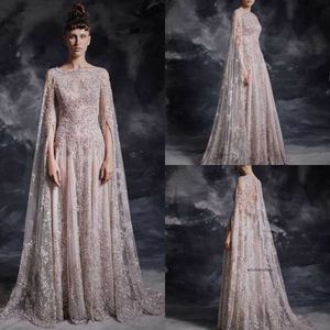 Modest Krikor Jabotian Jewel Long Long A Evening with Wrap requins Lace Holdique Dresses Sweep Barty Party Party 0508