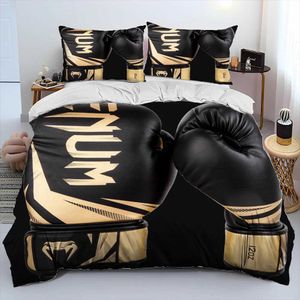 Conjuntos de roupas de cama Luvas de boxe 3D Bedding confortável para batalhas de boxe em bastiduras de edredom de edredão de edredão de edredom capas de cama de tamanho grande para adultos j240507